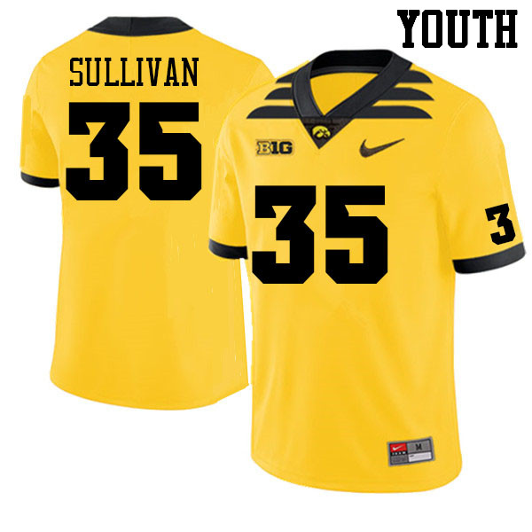 Youth #35 Justice Sullivan Iowa Hawkeyes College Football Jerseys Sale-Gold